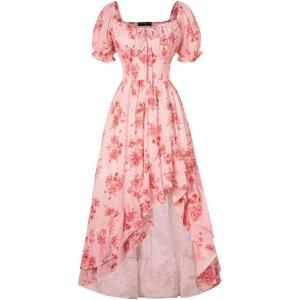 image:imageScarlet Darkness Corset Dresses for Women Summer 2026 Floral Wedding Guest Chiffon SundressPink Rose