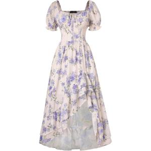 image:imageScarlet Darkness Corset Dresses for Women Summer 2026 Floral Wedding Guest Chiffon SundressPurple Lilac