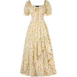 image:imageScarlet Darkness Corset Dresses for Women Summer 2026 Floral Wedding Guest Chiffon SundressYellow Floral