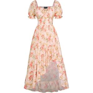 image:imageScarlet Darkness Corset Dresses for Women Summer 2026 Floral Wedding Guest Chiffon SundressYellow Flower