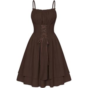 image:imageScarlet Darkness Corset Mini Dress for Women Teens Fairy Chiffon Sundress Graduation DressesCoffee