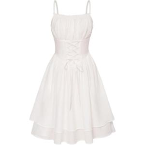 image:imageScarlet Darkness Corset Mini Dress for Women Teens Fairy Chiffon Sundress Graduation DressesWhite