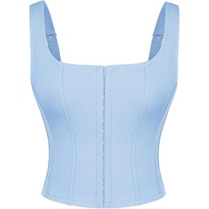 image:imageScarlet Darkness Corset Tops for Women Square Neck Renaissance Corset Back Lace Up Adjustable Straps Going Out Crop TopBlue