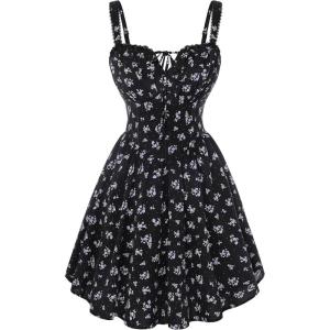 image:imageScarlet Darkness Floral Corset Dress Sundresses for Women 2026 Summer Mini Graduation DressBlack Purple Floral