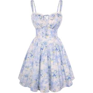 image:imageScarlet Darkness Floral Corset Dress Sundresses for Women 2026 Summer Mini Graduation DressPurple Floral