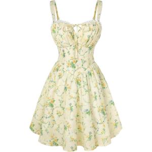 image:imageScarlet Darkness Floral Corset Dress Sundresses for Women 2026 Summer Mini Graduation DressYellow Green Floral