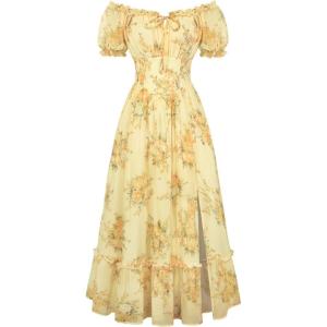 image:imageScarlet Darkness Floral Corset Dress Women 2026 Summer Cottagecore Flowy DressesYellow Floral