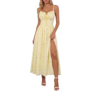 image:imageScarlet Darkness Floral Dress for Women 2026 Corset Milkmaid Sundress Wedding Guest DressesYellow Floral