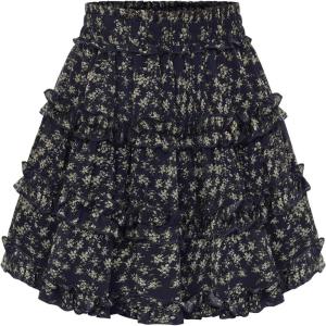 image:imageScarlet Darkness Floral Mini Skirt for Women 2026 Ruffle Tiered Skorts Summer Flowy Skirts with PocketsBlue White Floral