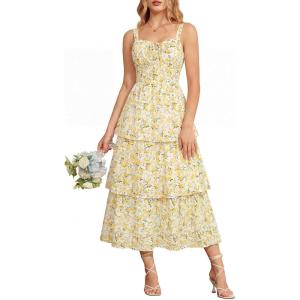 image:imageScarlet Darkness Milkmaid Corset Dress for Women Summer Wedding Guest Dresses Cocktail Floral Sundress with PocketsYellow Flower