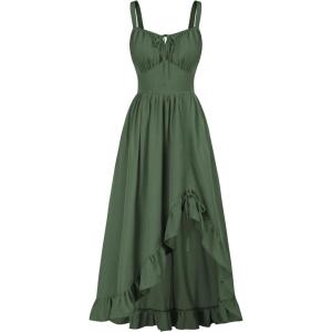 image:imageScarlet Darkness Renaissance Dress Women Summer Corset Dress Flowy Sleeveless Milkmaid Vacation Sundress with PocketsArmy Green