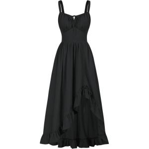 image:imageScarlet Darkness Renaissance Dress Women Summer Corset Dress Flowy Sleeveless Milkmaid Vacation Sundress with PocketsBlack