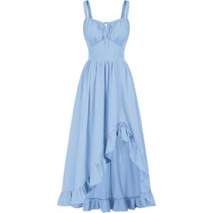 image:imageScarlet Darkness Renaissance Dress Women Summer Corset Dress Flowy Sleeveless Milkmaid Vacation Sundress with PocketsBlue