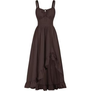 image:imageScarlet Darkness Renaissance Dress Women Summer Corset Dress Flowy Sleeveless Milkmaid Vacation Sundress with PocketsDark Brown