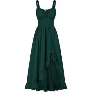 image:imageScarlet Darkness Renaissance Dress Women Summer Corset Dress Flowy Sleeveless Milkmaid Vacation Sundress with PocketsForest Green