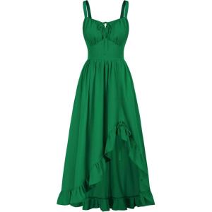 image:imageScarlet Darkness Renaissance Dress Women Summer Corset Dress Flowy Sleeveless Milkmaid Vacation Sundress with PocketsGreen