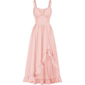 image:imageScarlet Darkness Renaissance Dress Women Summer Corset Dress Flowy Sleeveless Milkmaid Vacation Sundress with PocketsLight Pink