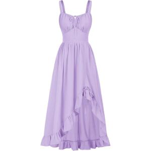 image:imageScarlet Darkness Renaissance Dress Women Summer Corset Dress Flowy Sleeveless Milkmaid Vacation Sundress with PocketsLight Purple