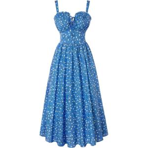 image:imageScarlet Darkness Summer Dresses for Women 2026 Floral Corset Dress Long Milkmaid Dress with PocketBlue White Floral