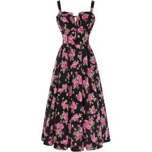 image:imageScarlet Darkness Summer Dresses for Women 2026 Floral Corset Dress Long Milkmaid Dress with PocketVintage Pink Roses