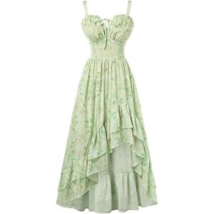 image:imageScarlet Darkness Summer Dresses for Women 2026 Floral Corset Wedding Guest Dress Ruffle Maxi Dress with PocketsGreen Floral