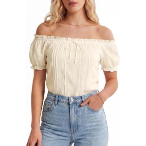 image:imageScarlet Darkness Women Renaissance Shirt Puff Sleeve Off Shoulder Peasant Pirate TopsApricot