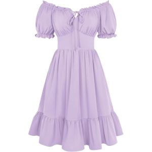 image:imageScarlet Darkness Womens Corset Mini Dresses Puff Sleeve Square Neck Babydoll Dress Summer Casual Cottagecore DressPurple