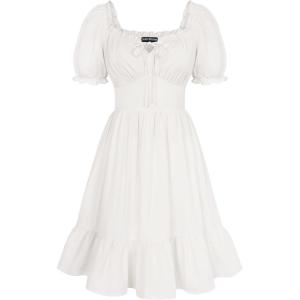 image:imageScarlet Darkness Womens Corset Mini Dresses Puff Sleeve Square Neck Babydoll Dress Summer Casual Cottagecore DressWhite