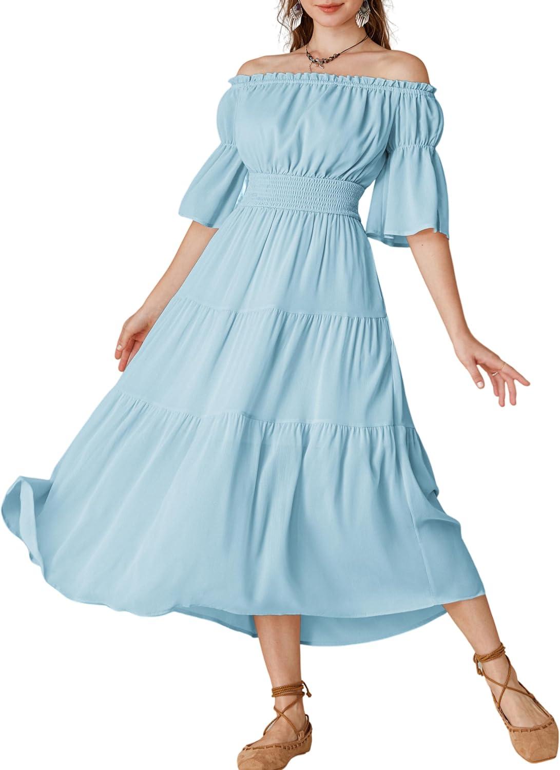 image:imageScarlet Darkness Renaissance Costume Women Maxi Tiered Long Dresses Cottagecore DressSky Blue