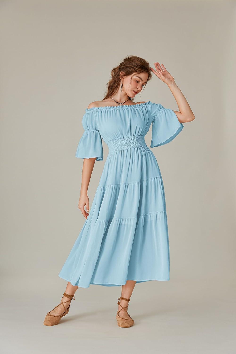 image:imageScarlet Darkness Renaissance Costume Women Maxi Tiered Long Dresses Cottagecore DressSky Blue
