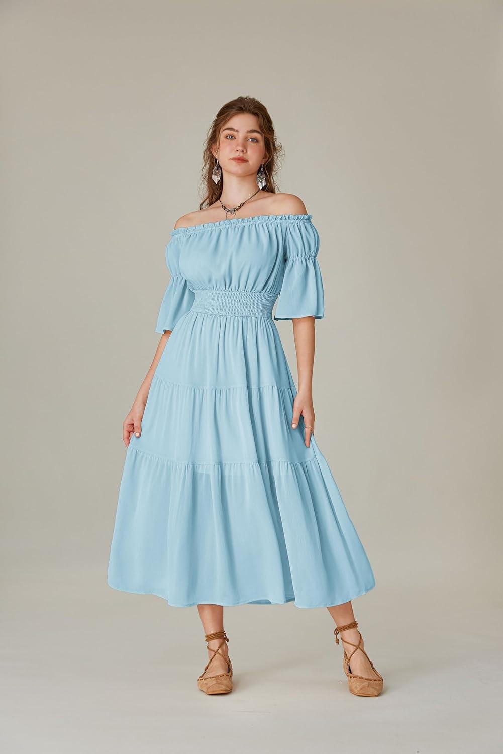 image:imageScarlet Darkness Renaissance Costume Women Maxi Tiered Long Dresses Cottagecore DressSky Blue