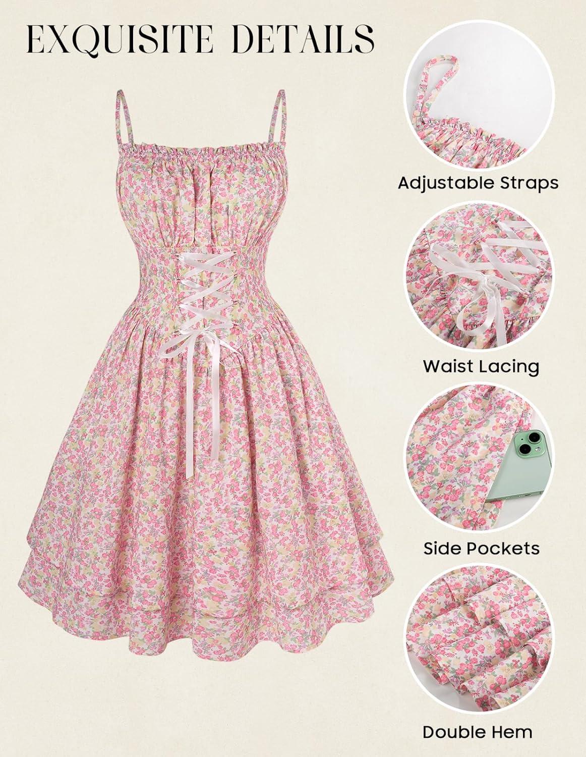 image:imageScarlet Darkness Women Corset Floral Dress Spaghetti Strap Mini Sundress for TeensColorful