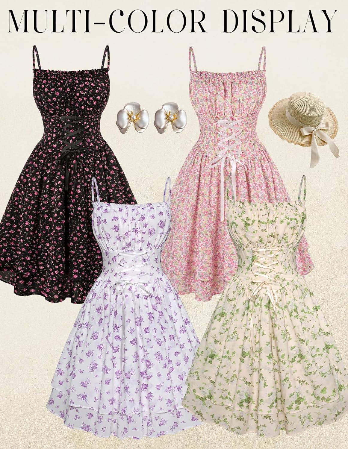 image:imageScarlet Darkness Women Corset Floral Dress Spaghetti Strap Mini Sundress for TeensColorful