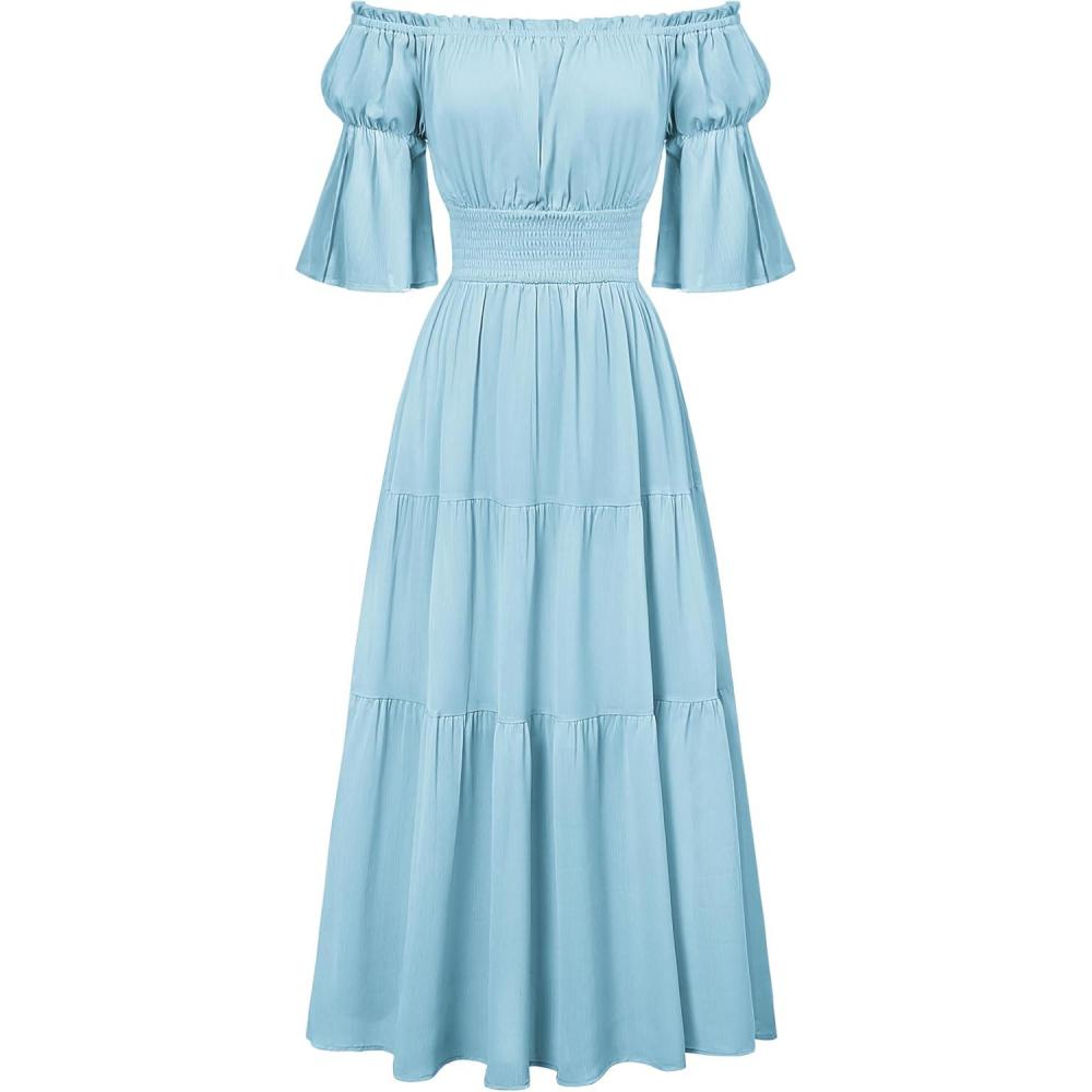 image:imageScarlet Darkness Renaissance Costume Women Maxi Tiered Long Dresses Cottagecore DressSky Blue