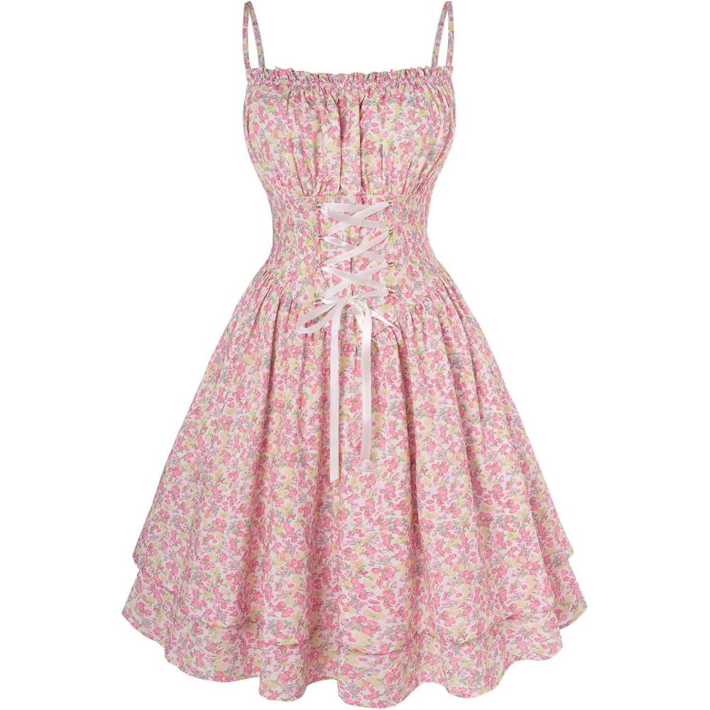 image:imageScarlet Darkness Women Corset Floral Dress Spaghetti Strap Mini Sundress for TeensColorful