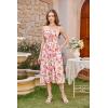 image:imageSCARLET DARKNESS Womens Floral Midi Dress Corset Sundresses 2026 Summer Spring Vacation Milkmaid DressesBeige Rosered Floral
