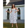 image:imageSCARLET DARKNESS Womens Floral Midi Dress Corset Sundresses 2026 Summer Spring Vacation Milkmaid DressesNavy White Floral