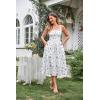 image:imageSCARLET DARKNESS Womens Floral Midi Dress Corset Sundresses 2026 Summer Spring Vacation Milkmaid DressesWhite Navy Floral