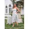 image:imageSCARLET DARKNESS Womens Floral Midi Dress Corset Sundresses 2026 Summer Spring Vacation Milkmaid DressesWhite Navy Floral