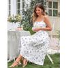 image:imageSCARLET DARKNESS Womens Floral Midi Dress Corset Sundresses 2026 Summer Spring Vacation Milkmaid DressesWhite Navy Floral