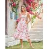 image:imageSCARLET DARKNESS Womens Floral Midi Dress Corset Sundresses 2026 Summer Spring Vacation Milkmaid DressesWhite Pink Big Floral