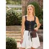image:imageSCARLET DARKNESS Womens Overbust Corset Top Y2K Boned Laceup Renaissance Pirate Goth Bustier TopsBlack