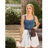 image:imageSCARLET DARKNESS Womens Overbust Corset Top Y2K Boned Laceup Renaissance Pirate Goth Bustier TopsDenim Blue