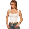 image:imageSCARLET DARKNESS Womens Overbust Corset Top Y2K Boned Laceup Renaissance Pirate Goth Bustier TopsWhite