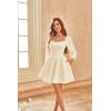 image:imageScarlet Darkness Renaissance Corset Dress Long Sleeve Mini Dresses for Women Fishbone Fall Wedding Guest Party DressApricot