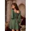 image:imageScarlet Darkness Renaissance Corset Dress Long Sleeve Mini Dresses for Women Fishbone Fall Wedding Guest Party DressBean Green