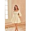 image:imageScarlet Darkness Renaissance Corset Dress Long Sleeve Mini Dresses for Women Fishbone Fall Wedding Guest Party DressChampagne