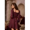 image:imageScarlet Darkness Renaissance Corset Dress Long Sleeve Mini Dresses for Women Fishbone Fall Wedding Guest Party DressRed