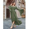image:imageScarlet Darkness Renaissance Dress Women Off Shoulder Bell Sleeve Peasant Pirate DressArmy Green