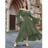 image:imageScarlet Darkness Renaissance Dress Women Off Shoulder Bell Sleeve Peasant Pirate DressArmy Green